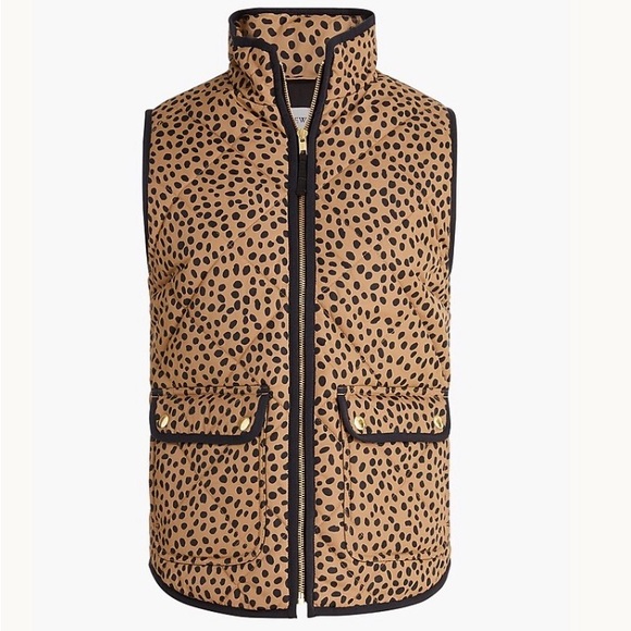 J. Crew Jackets & Blazers - ⚡️Like-New⚡️J. Crew Black and Tan Leopard Quilted Vest